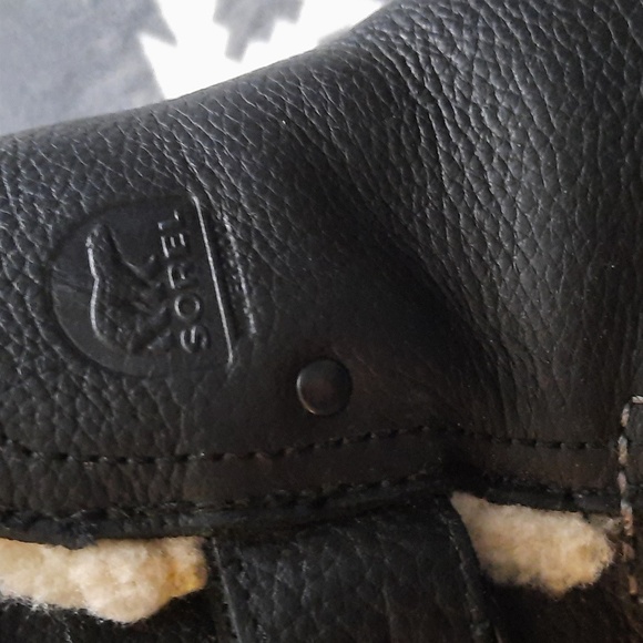 Sorel Black Leather Ankle Rubber Sherpa Lined Boots  NL2135-010 Size 9 - Picture 15 of 16